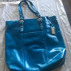 Badgley Mischka Patent Baby Blue Tote. Brand New!